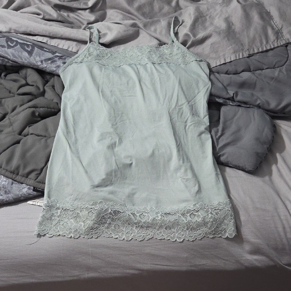 Maurices Light Gray Lace Trim Pajama Top